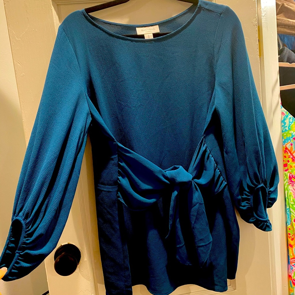 Teal maternity blouse